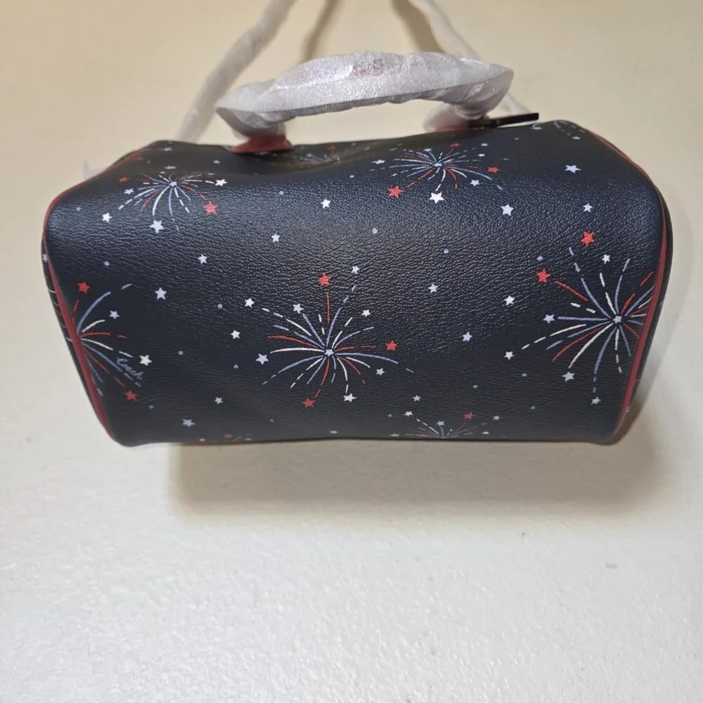 Coach Mini Bennett Satchel F73155 Fireworks SV/Navy Multi Red White Blue NWT - Picture 15 of 15